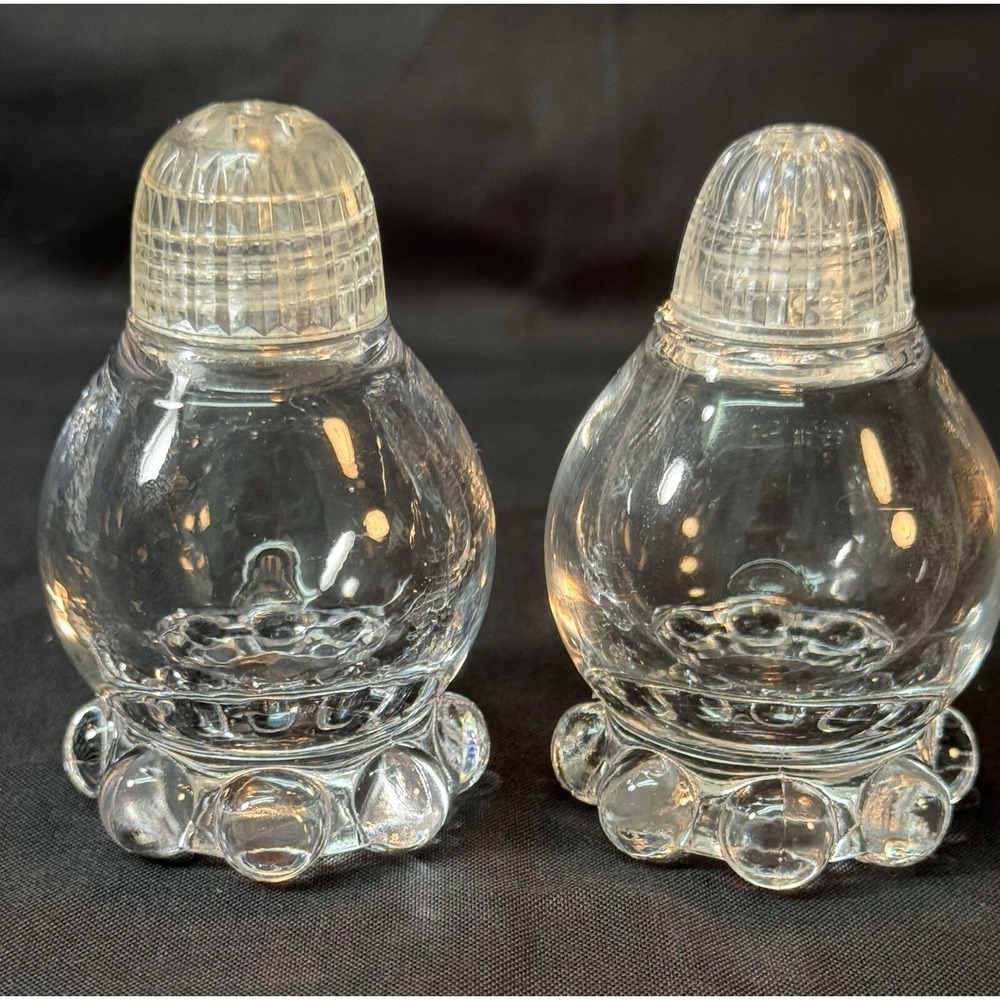 Vintage MCM Imperial Candlewick Salt & Pepper Shakers Set Clear Glass